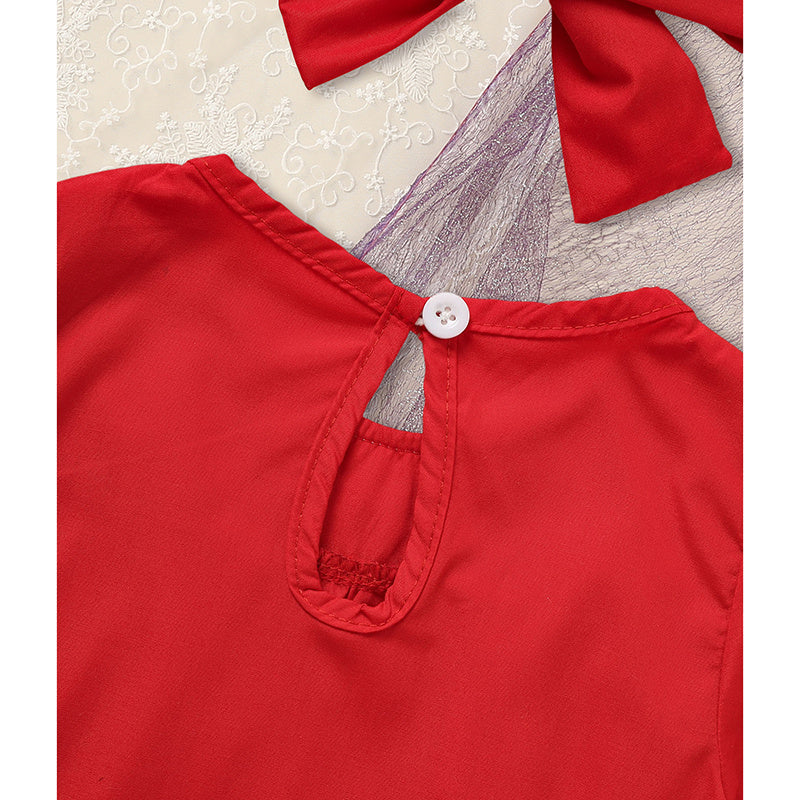 Toddler Kids Baby Girls Christmas Dress Christmas Wreath Embroidered Party Dresses With Headband