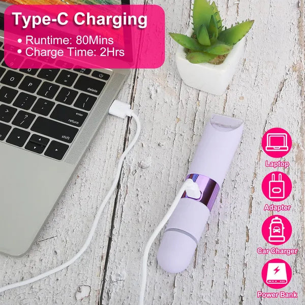 2 In 1 Bikini Trimmer For Women Dual Head Cordless Body Shaver IPX5 Waterproof Rechargeable Pubic Hair Razor Wet And Dry Use For Bikini Underarm Leg Arm Body Face