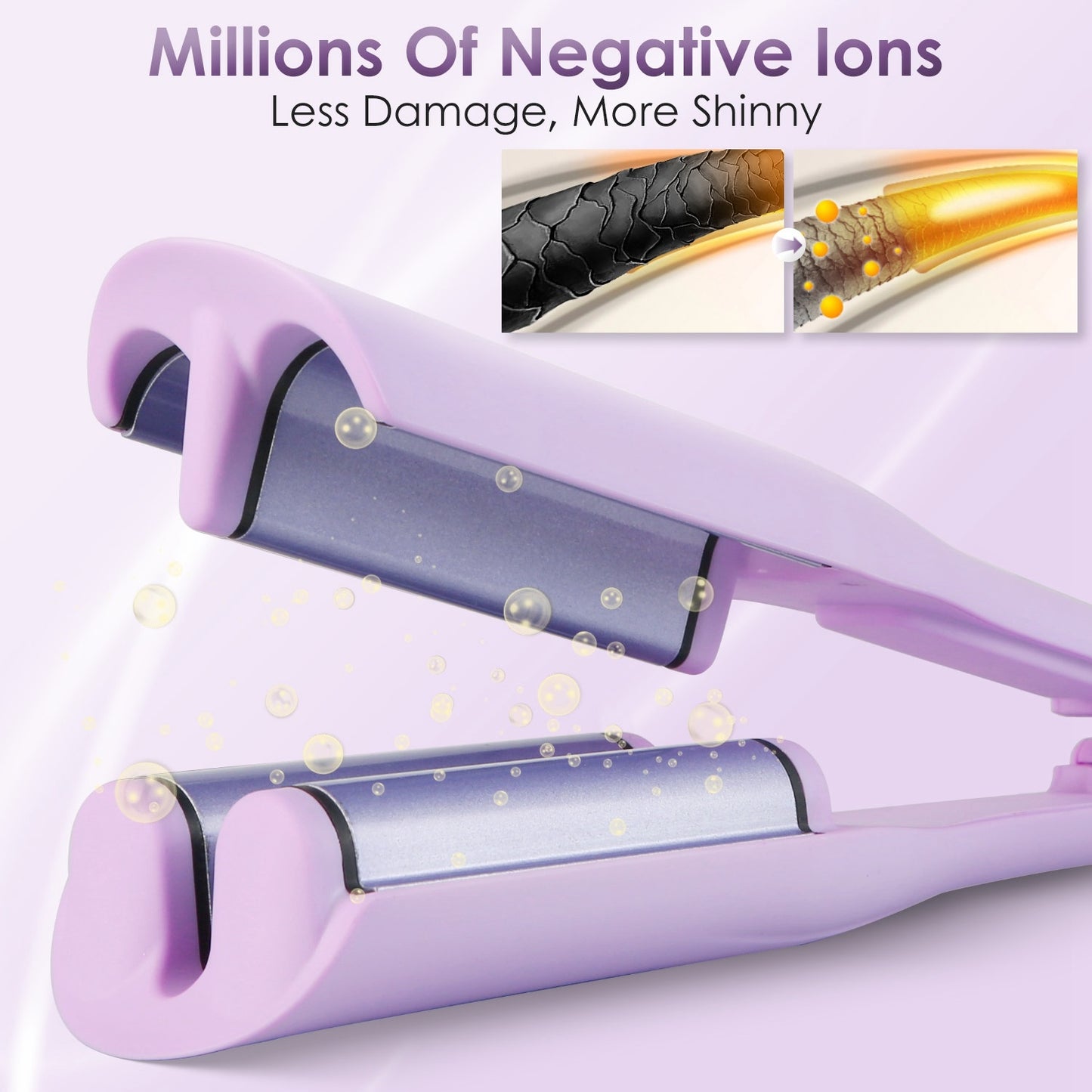 1Pc Hair Iron Curling Waver With Ceramic 1.41inch Barrel Ions Deep Hair Curler Dual Voltage Anti Scald Hair Curling Wand Hair Crimper With 5 Temperature Auto Off 30S Fast Heating