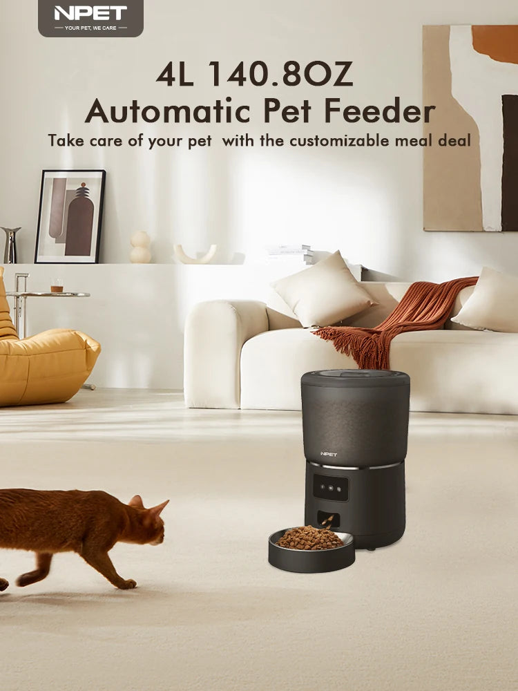 Smart Pet Feeder for Cats & Dogs – Stainless Bowl