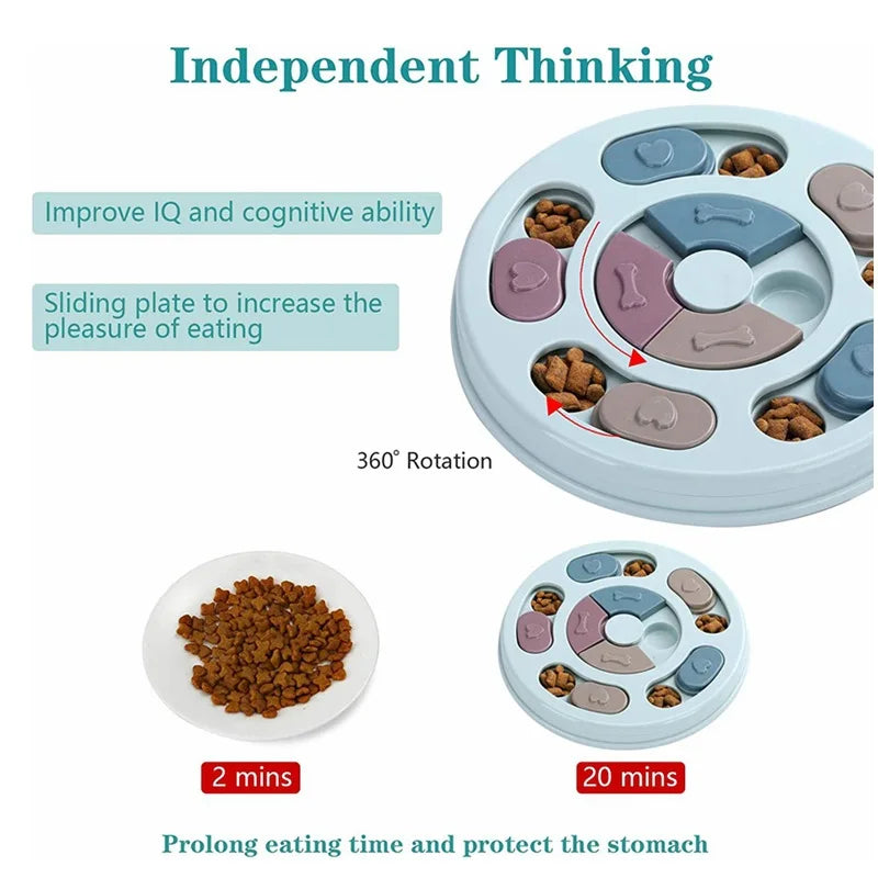 Dog Slow-Feed Puzzle Bowl Interactive Dog Food Hiding Toy