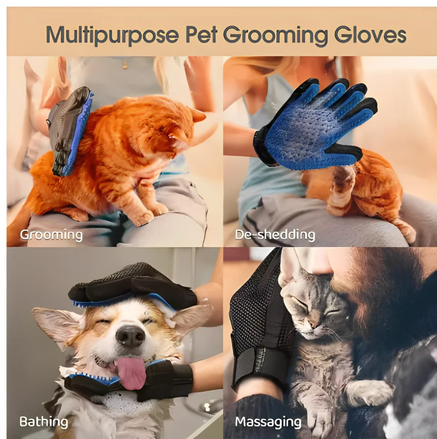 Pet Hair Removal Glove – Grooming & Massage