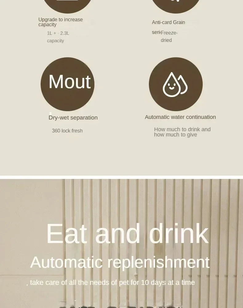 Cat/Dog Feeder & Waterer – Large Capacity Storage Bowl