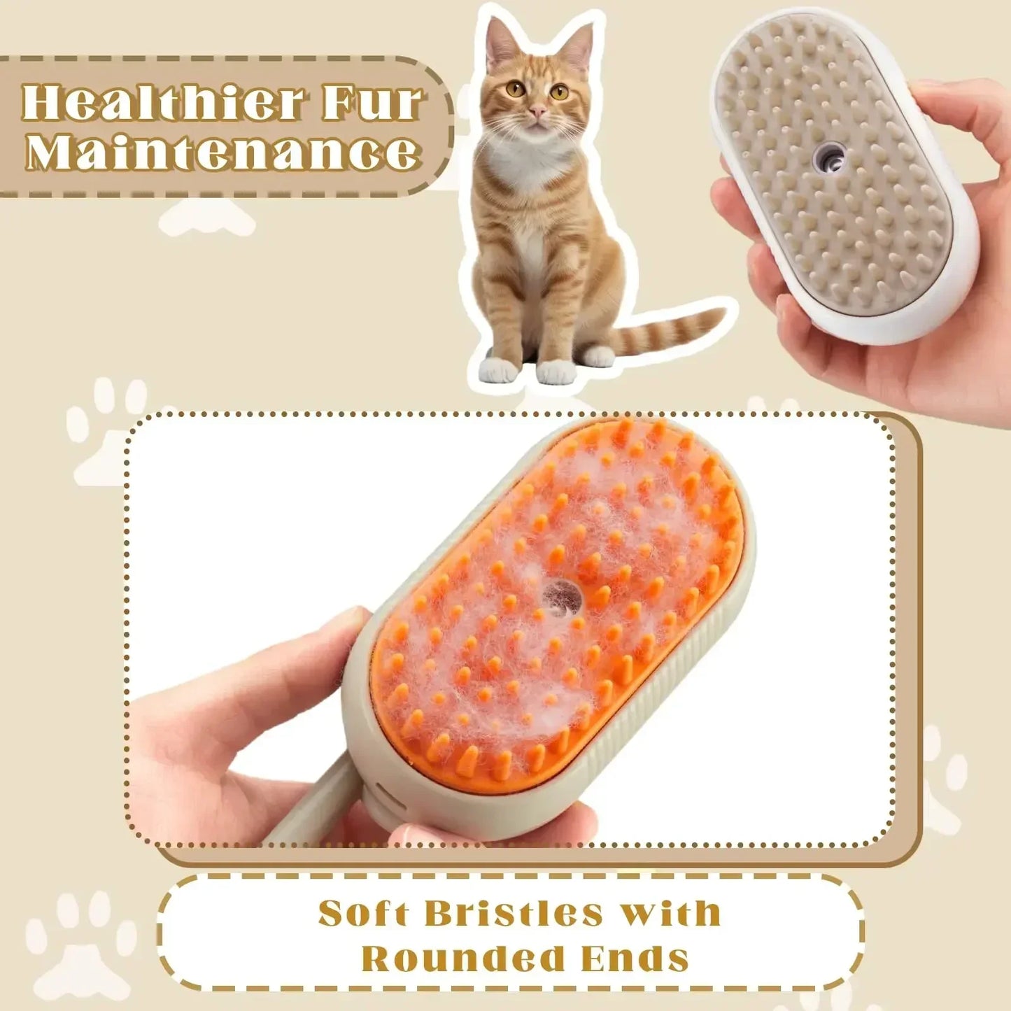 2pcs Pet Steamy Brush & Hair Remover