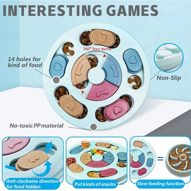 Dog Slow-Feed Puzzle Bowl Interactive Dog Food Hiding Toy