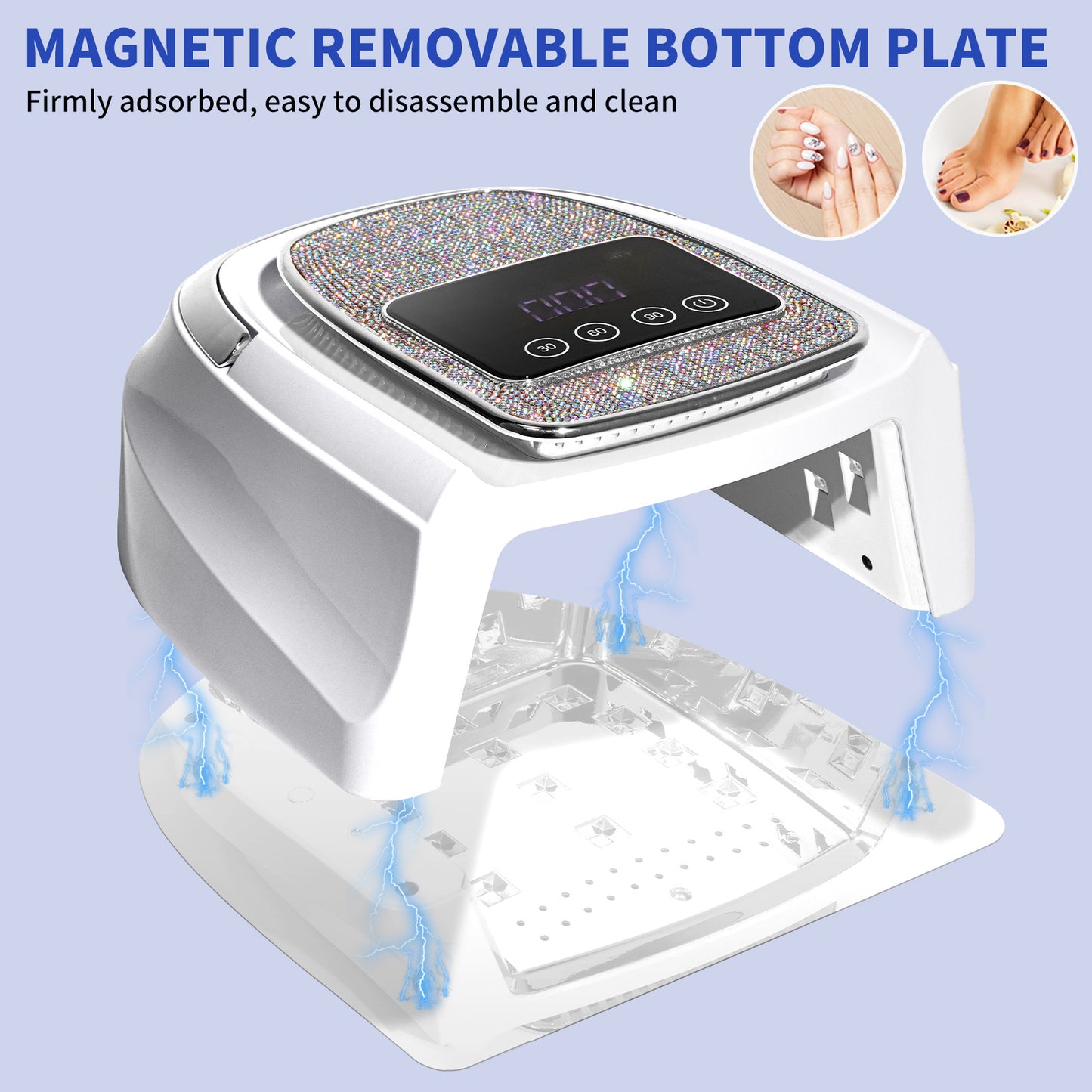 Rechargeable UV LED Nail Lamp, Cordless Nail Lamp For Gel Polish, UV Nail Lamp With 4 Timer Setting And Handle, Professional Nail UV Light For Gel Nails With 30 Beads For Salon And Home