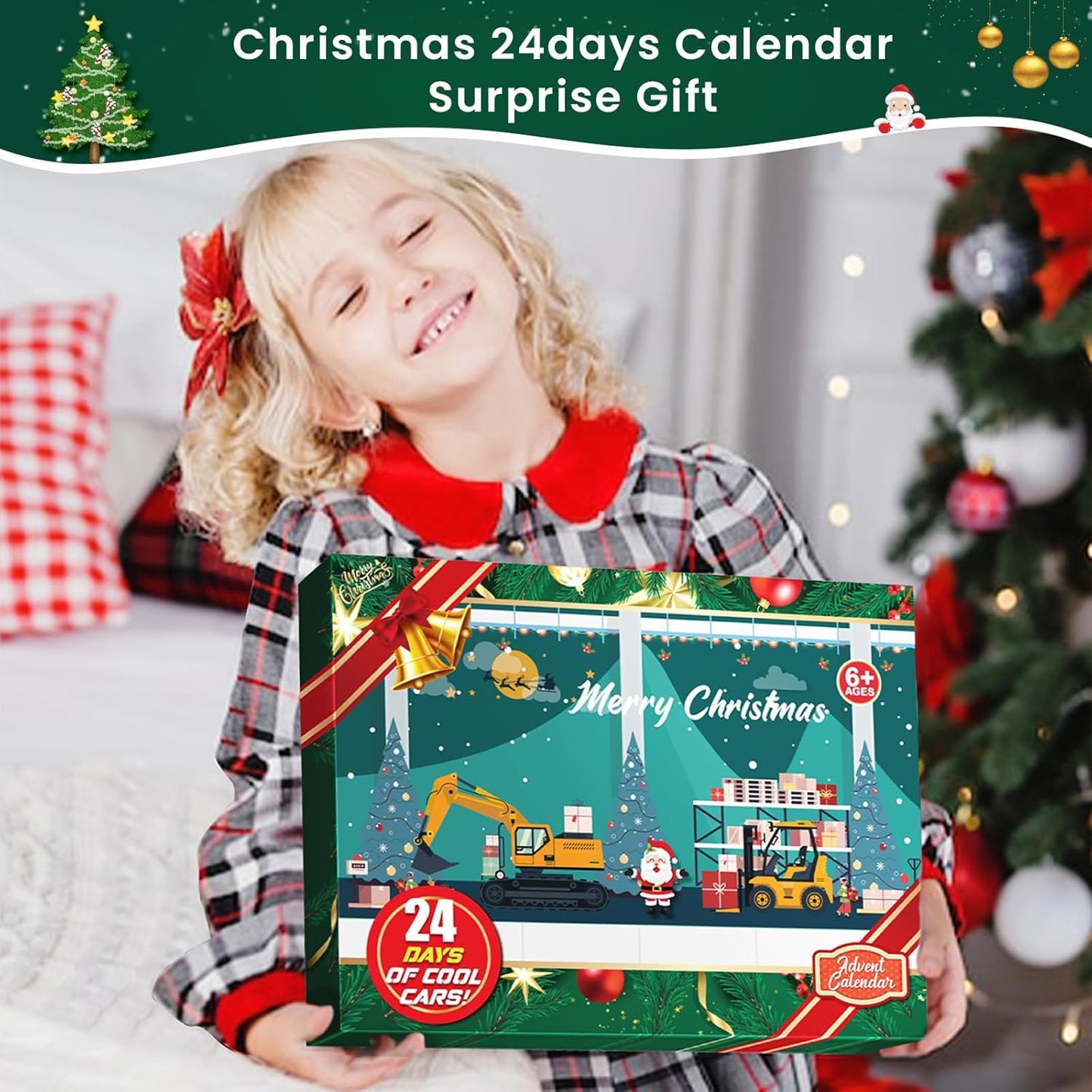 Advent Calendar Christmas Countdown Calendar For Kids, 24PCS Cartoon Engineering Vehicle Playset, Christmas Gifts Toys For 6  Year Old Boys And Girls