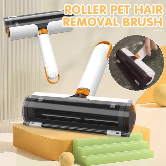 Multifunctional white orange pet hair removal roller brush for clothes and furniture cleaning