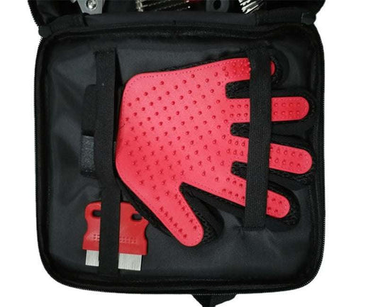 Pet cleaning set with 9 tools in waterproof Oxford bag for portable fur care