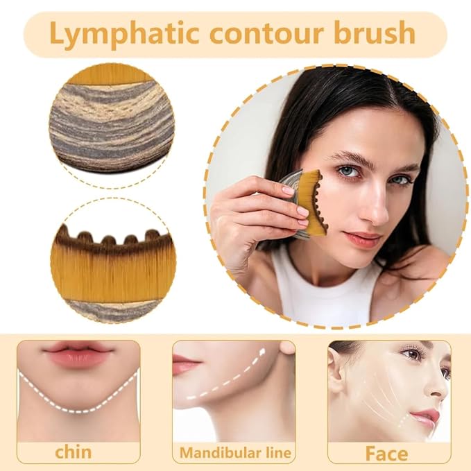 New Lymphatic Contour | Contour Brushs | Contour Makeup Brushs | Contour Face Brush | Face Brush | Makeup Brush Wooden Handle | Angled Bristles