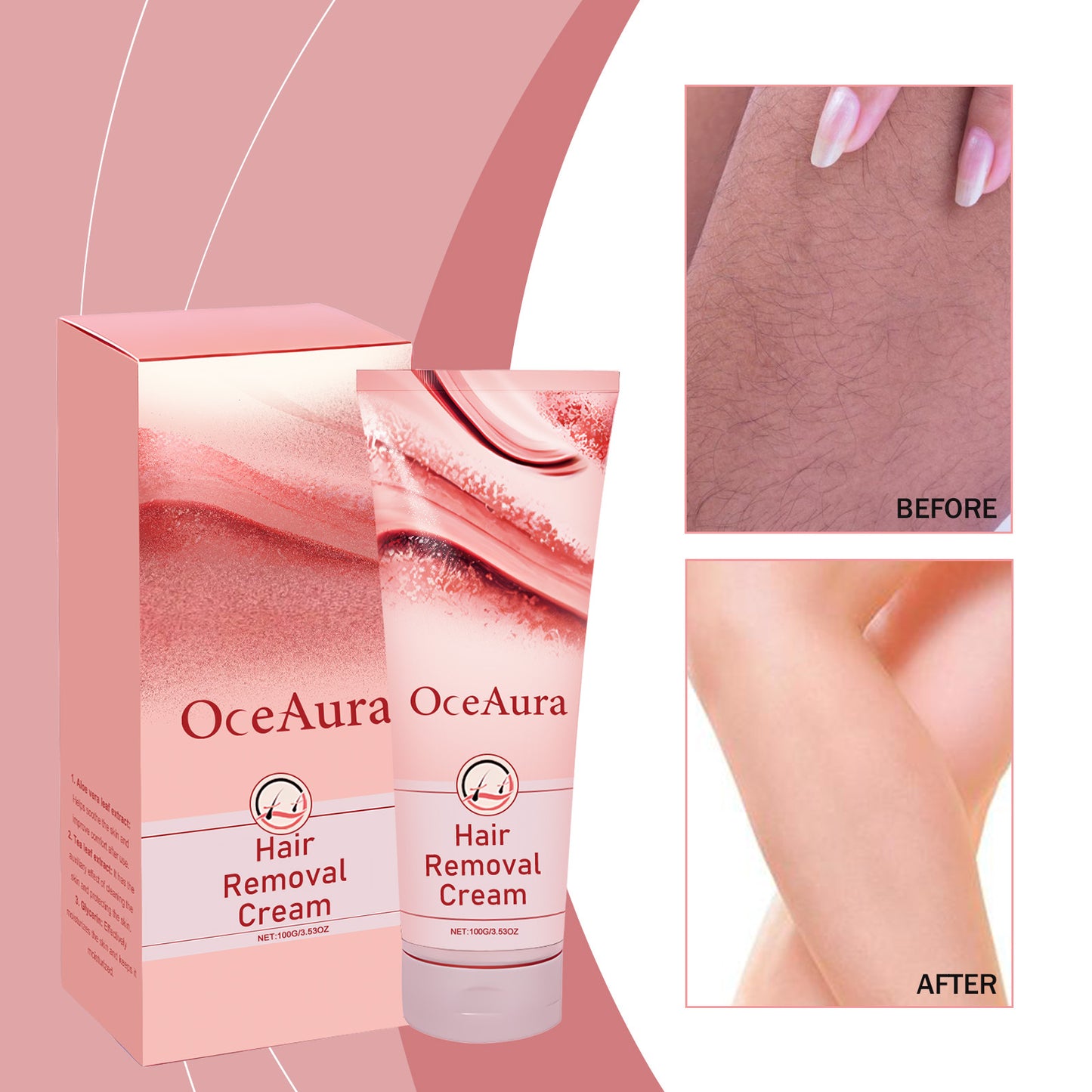 OceAura Hair Removal Cream, Easy To Remove Body Hair Refreshing Clean Skin To Keep Skin Smooth Gentle Hair Removal Cream