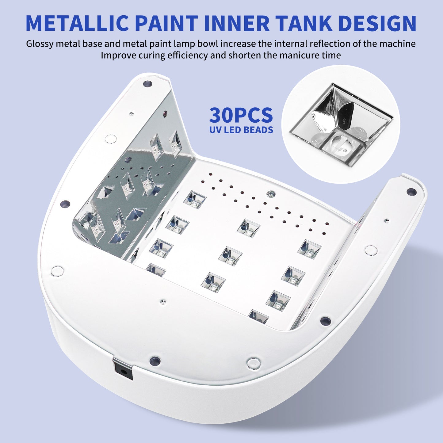 Rechargeable UV LED Nail Lamp, Cordless Nail Lamp For Gel Polish, UV Nail Lamp With 4 Timer Setting And Handle, Professional Nail UV Light For Gel Nails With 30 Beads For Salon And Home