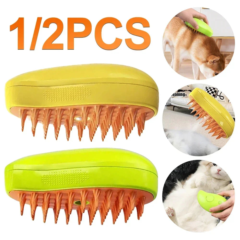 2pcs Pet Steamy Brush & Hair Remover