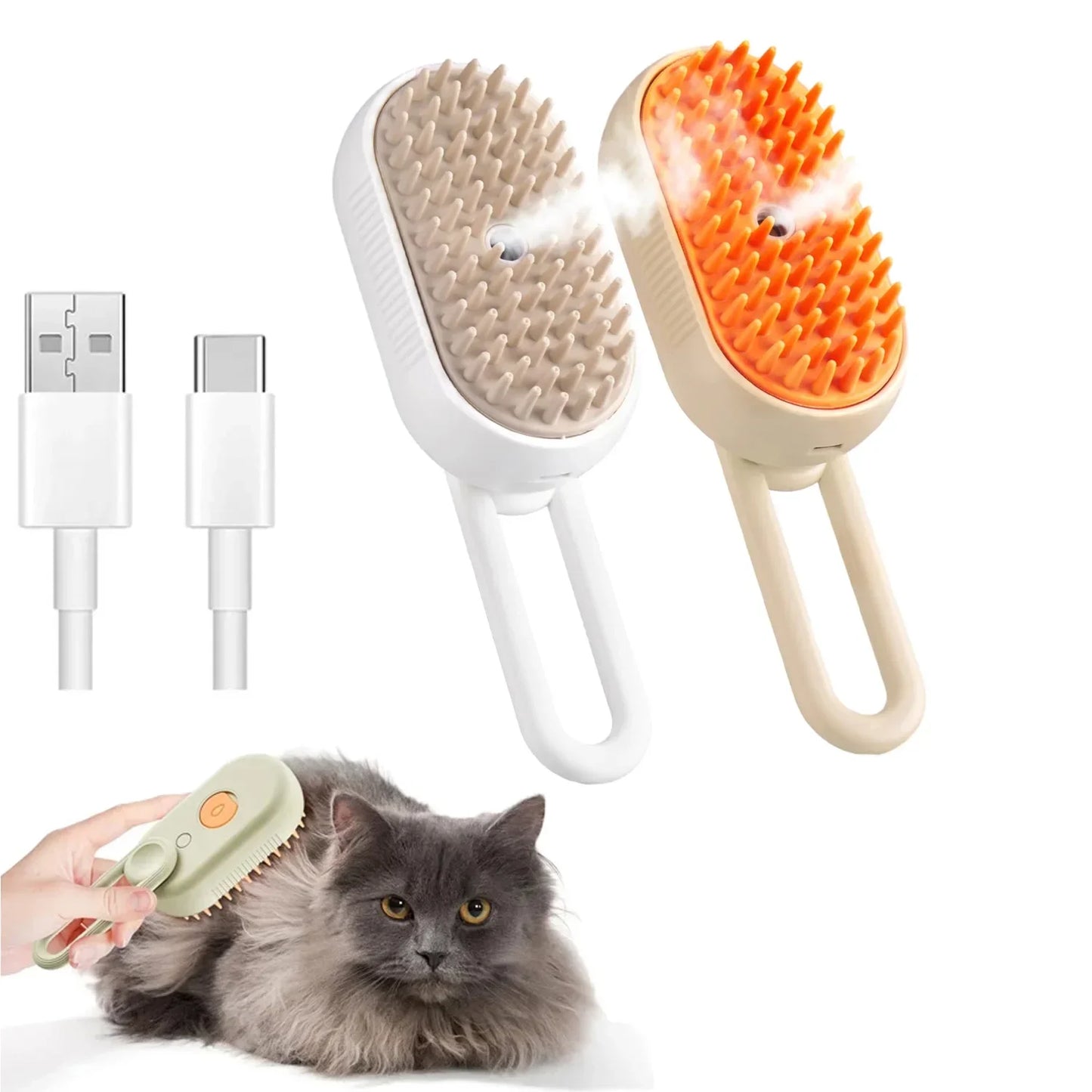 2pcs Pet Steamy Brush & Hair Remover