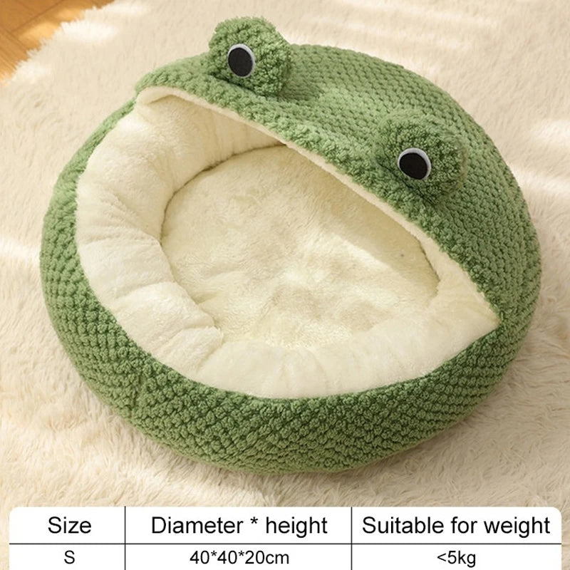 Cute Frog Pet Bed – Warm Winter Nest for Cats & Dogs