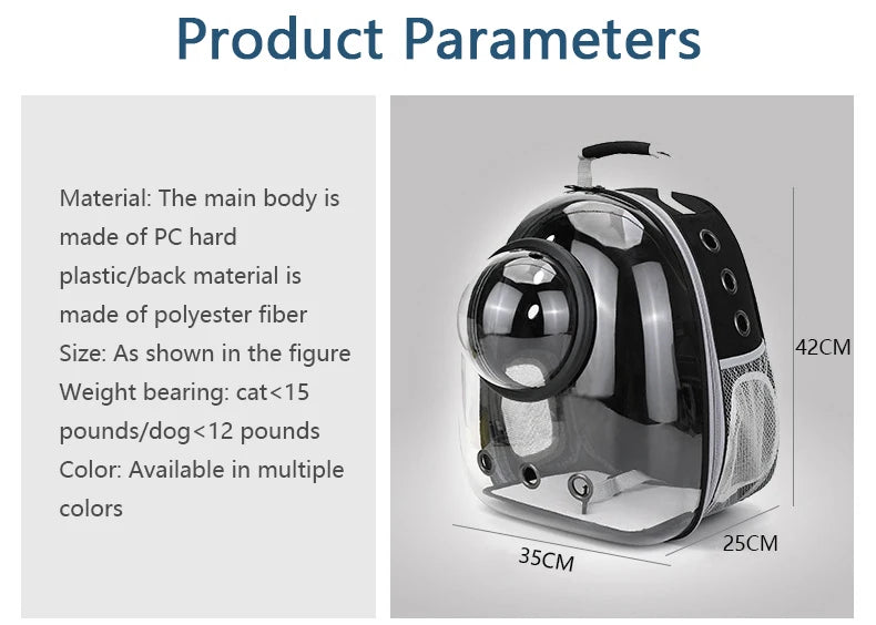 Clear Pet Carrier Backpack – For Cats & Small Dogs