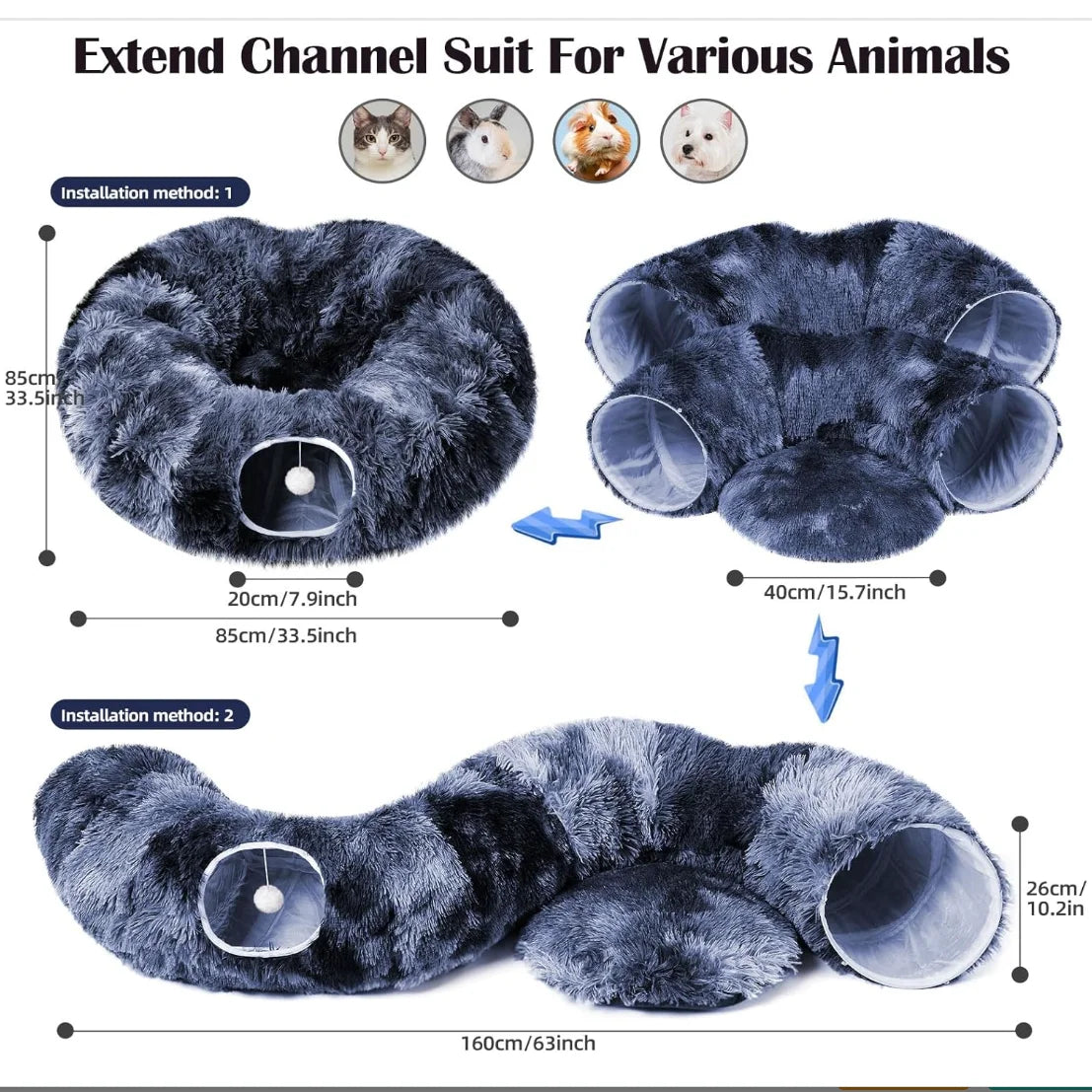 Kylinsure Plush Cat Tunnel Bed