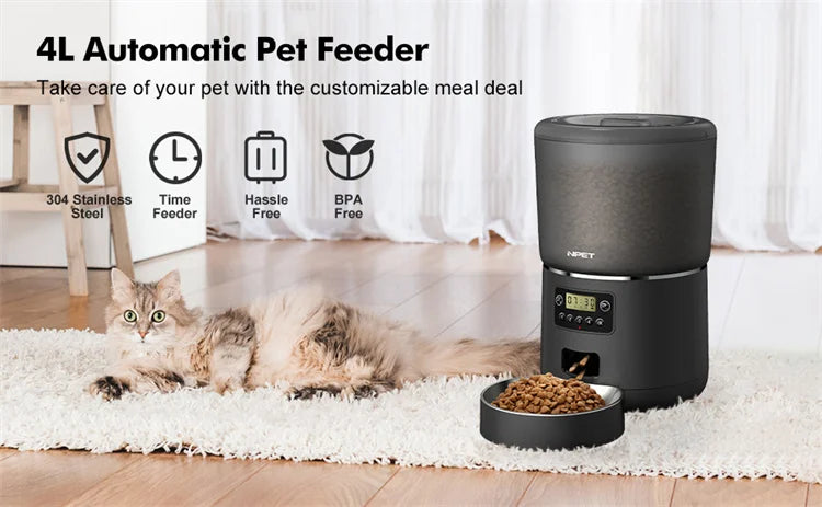 Smart Pet Feeder for Cats & Dogs – Stainless Bowl