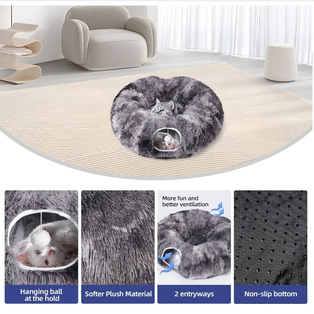 Kylinsure Plush Cat Tunnel Bed