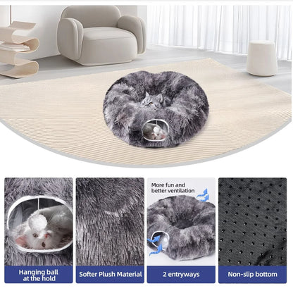 Kylinsure Plush Cat Tunnel Bed