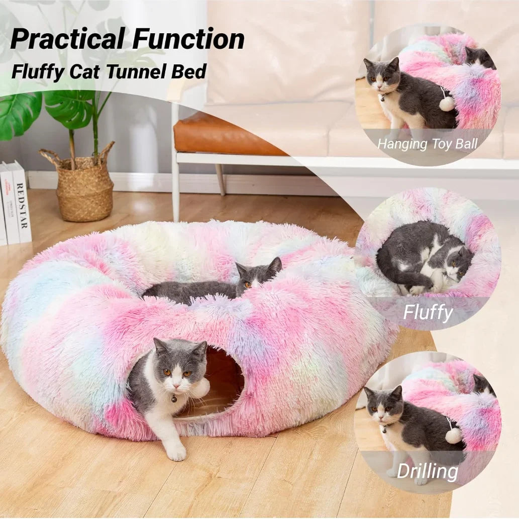 Kylinsure Plush Cat Tunnel Bed